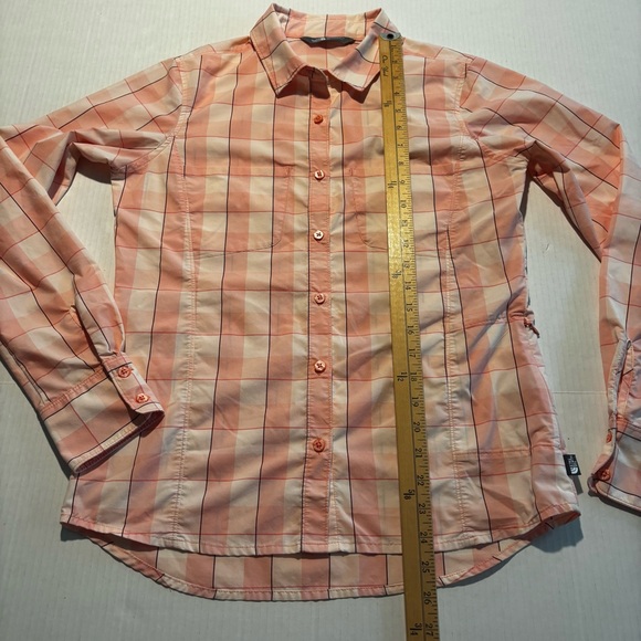 The North Face Long Sleeve Sunblocker Button Shirt Coral Plaid Pockets Women’s S - Picture 7 of 13